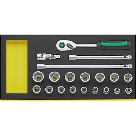 Stahlwille Tools socket set No.TCS 3/8 ZOLL 456/16/4 MF QR 1/3-tray20-pcs. 96830371